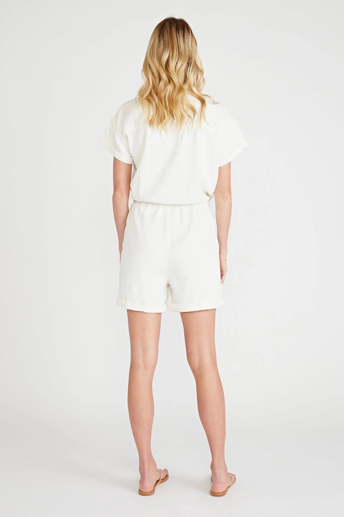 Amie Tie Waist Romper - Natural