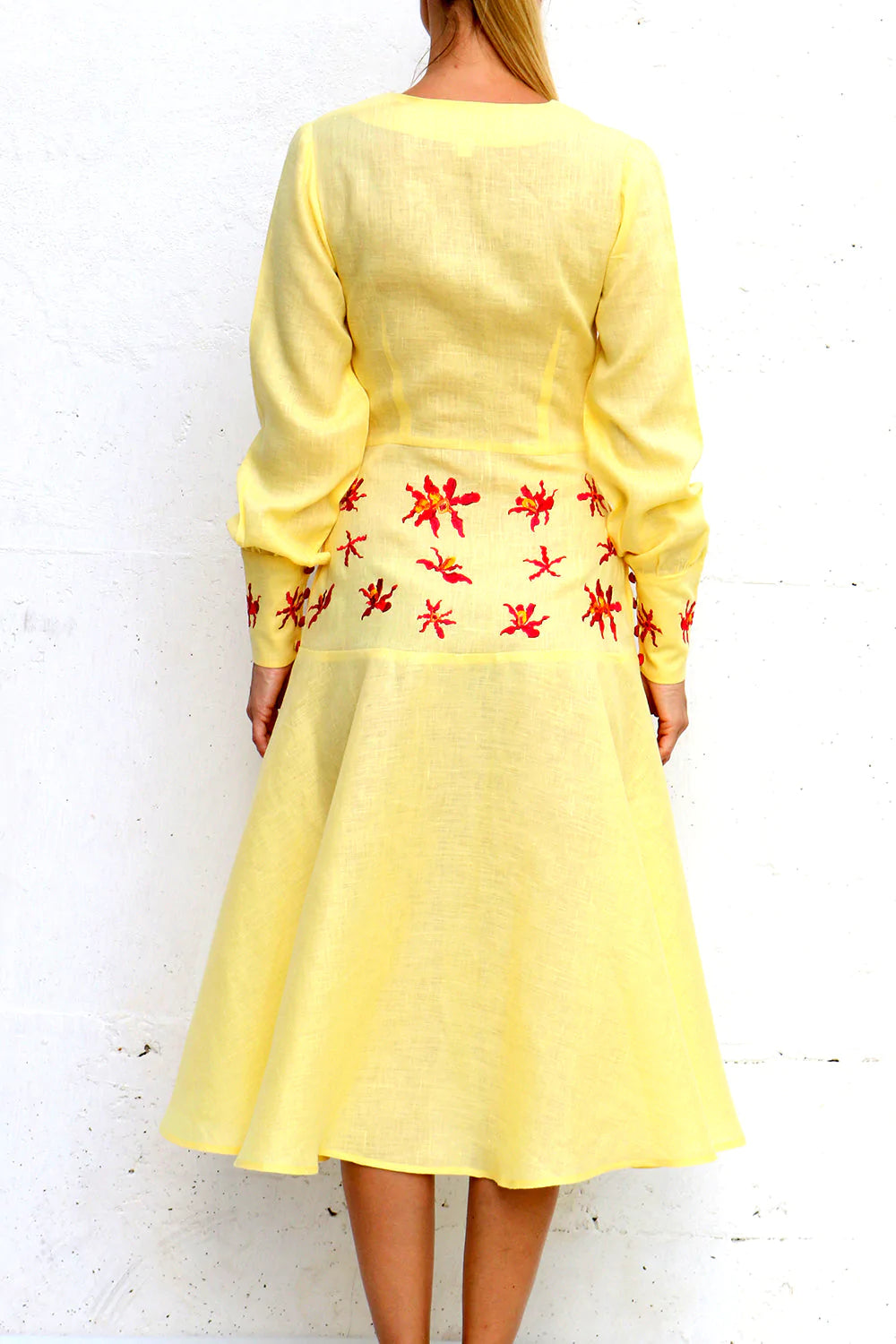 Ambroise V Neck Midi Dress in Yellow