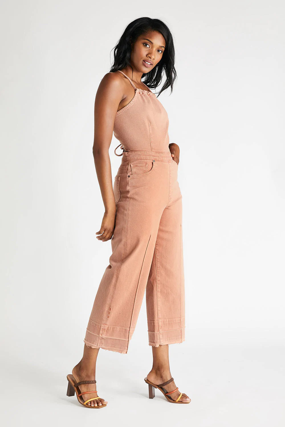 Cami Halter Jumpsuit in Coffee