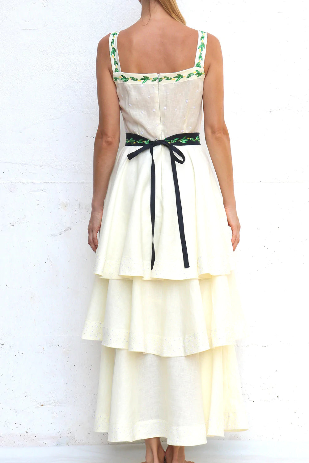Carline Sleeveless Tiered Maxi Dress in Cream