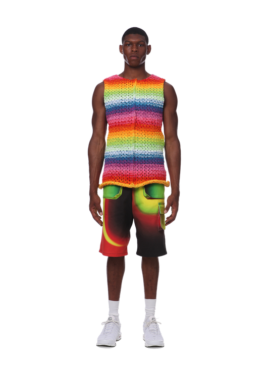 GRADIENT PRINTED CARGO SHORTS