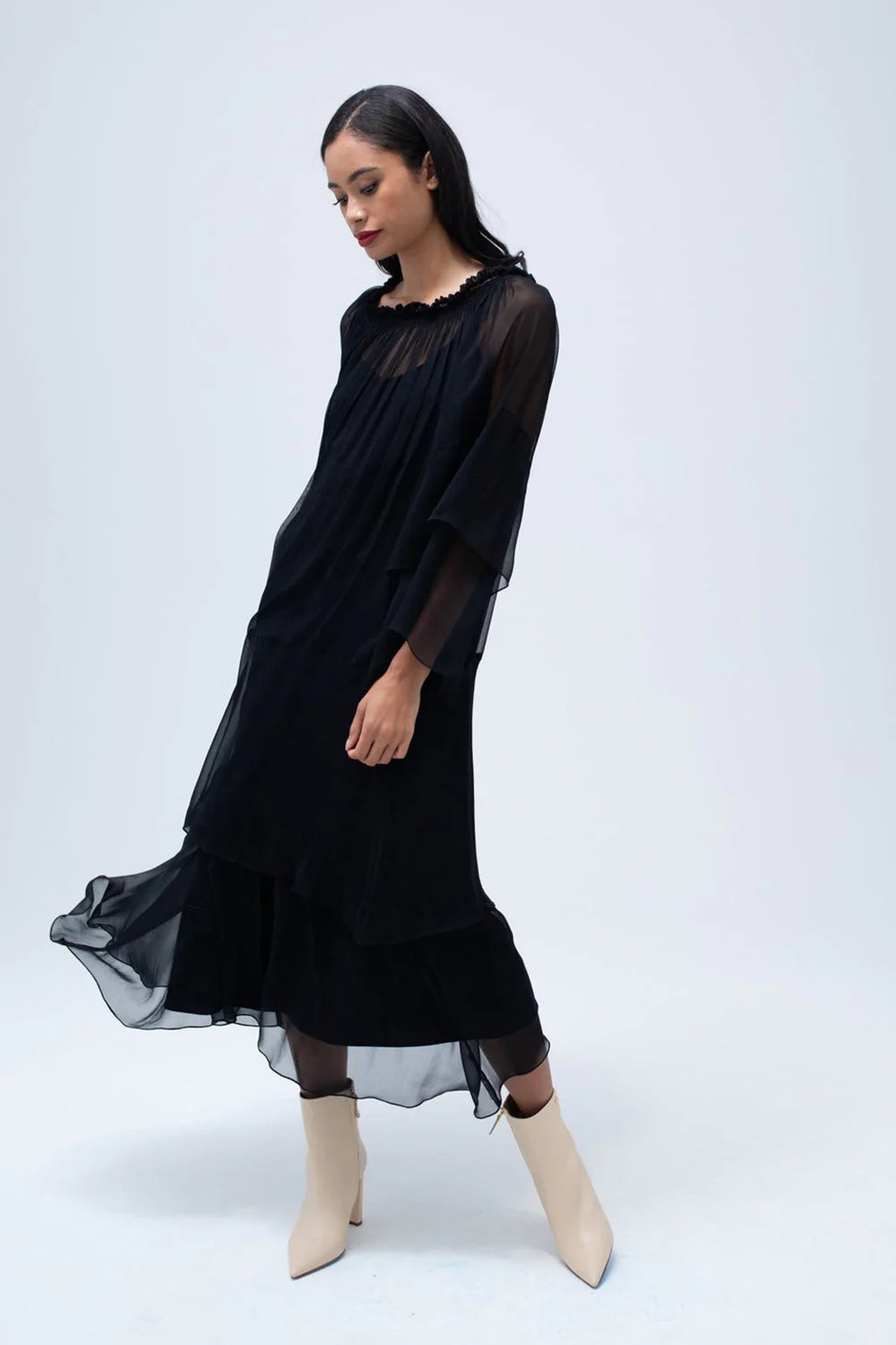 Cascade Dress in Black