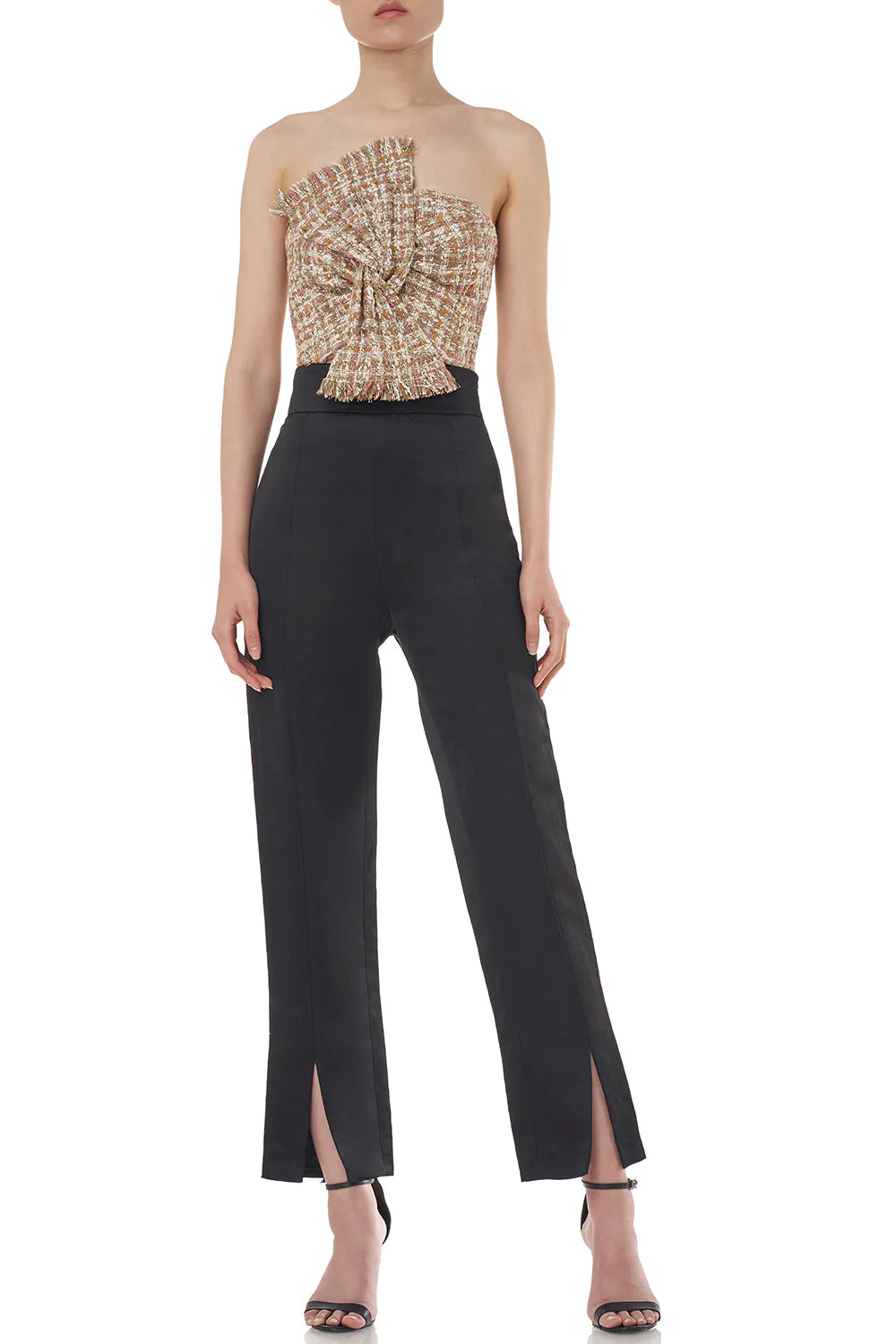 Audrey Bow Bustier in Neutral Lurex