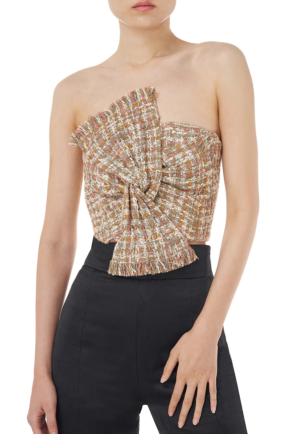 Audrey Bow Bustier in Neutral Lurex