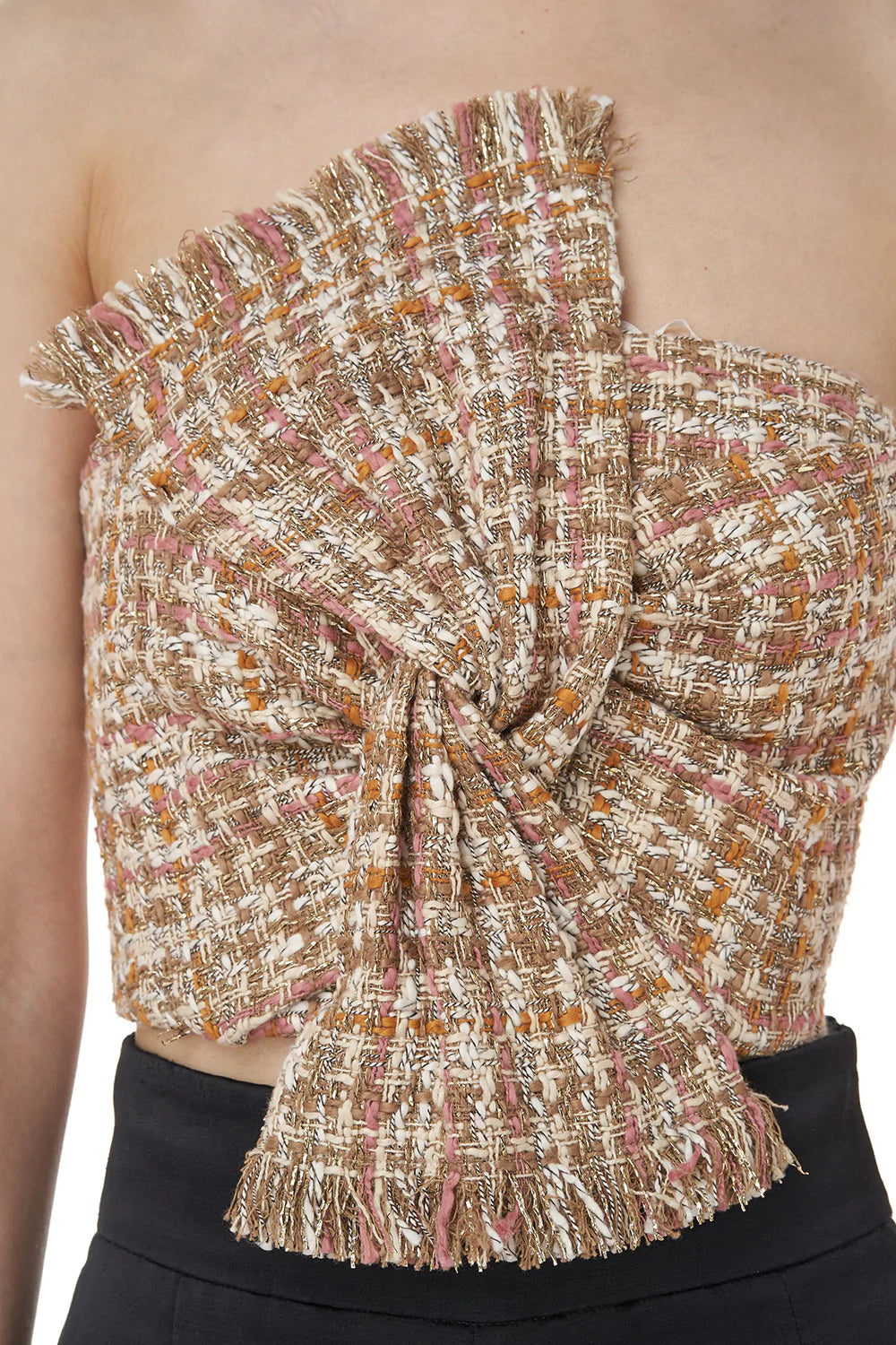 Audrey Bow Bustier in Neutral Lurex