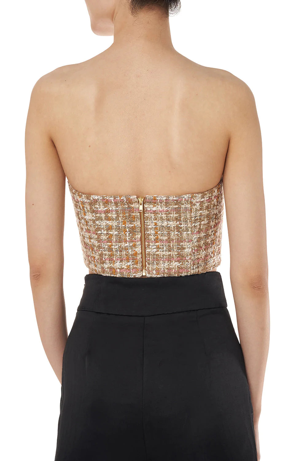 Audrey Bow Bustier in Neutral Lurex