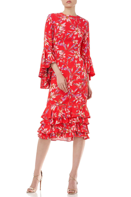 Alexia Ruffle Dress in Red