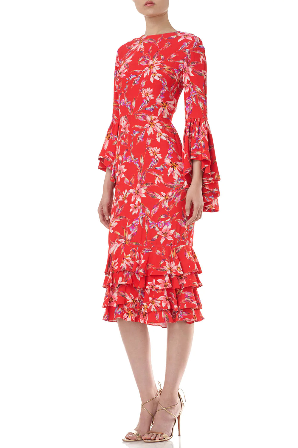 Alexia Ruffle Dress in Red