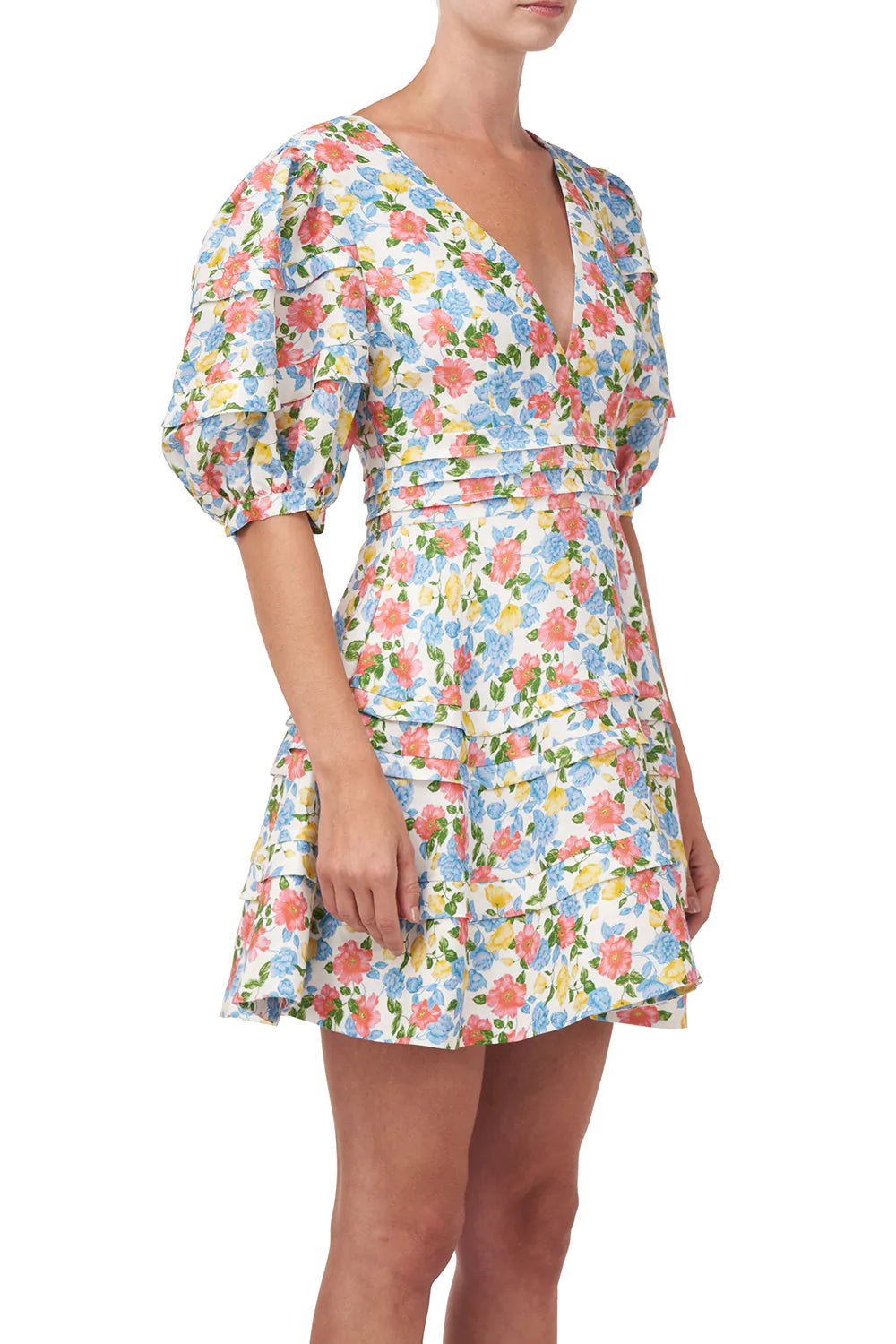 Avian Dress in White Anemone Floral