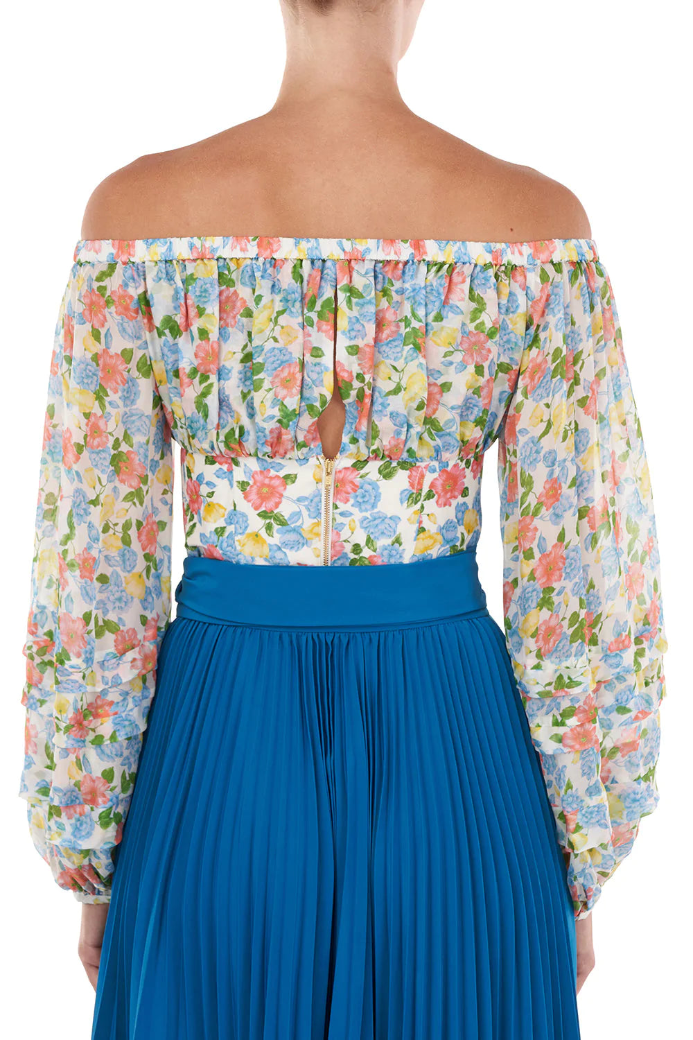 Alora Top in White Anemone Floral