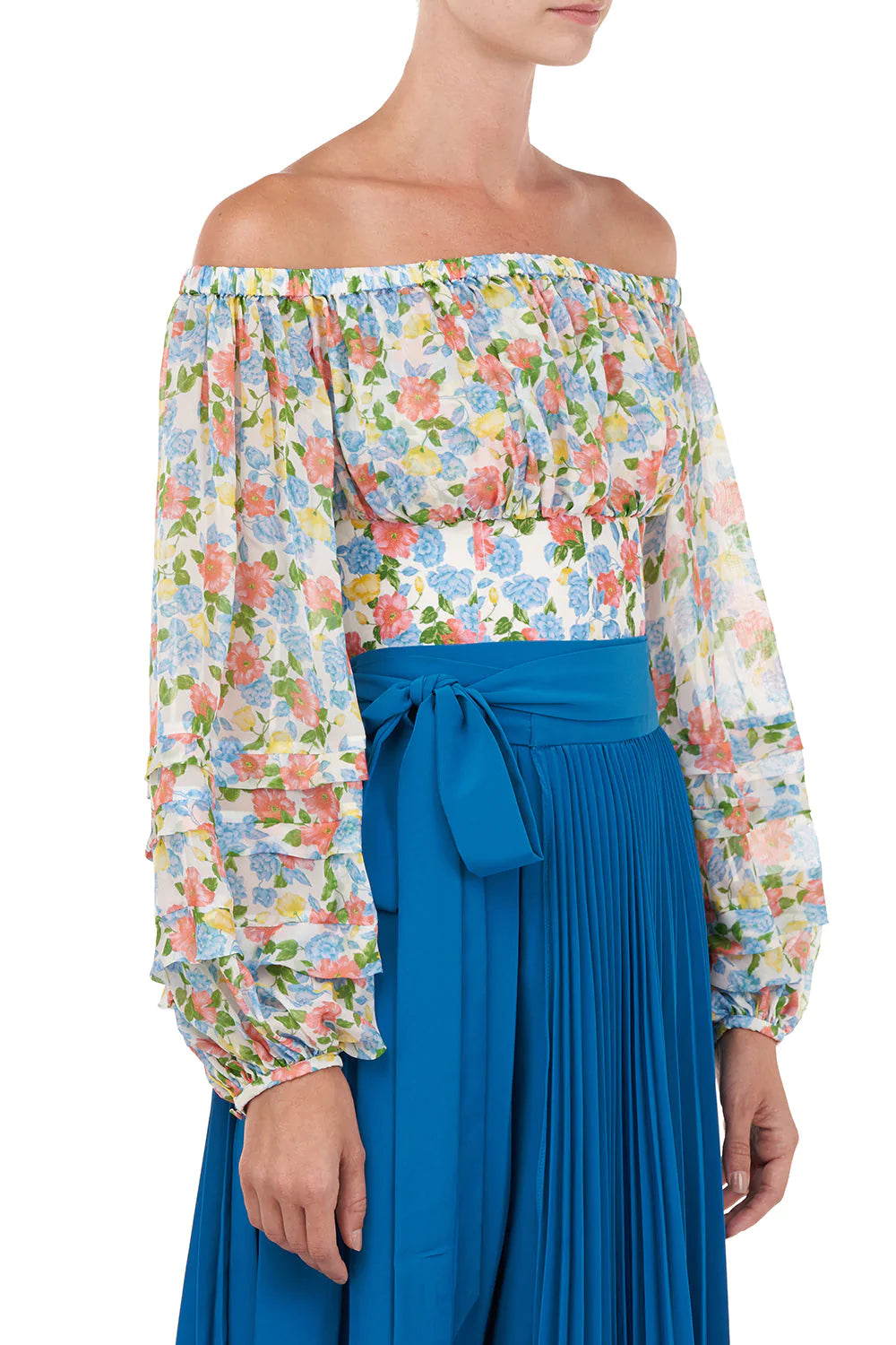 Alora Top in White Anemone Floral