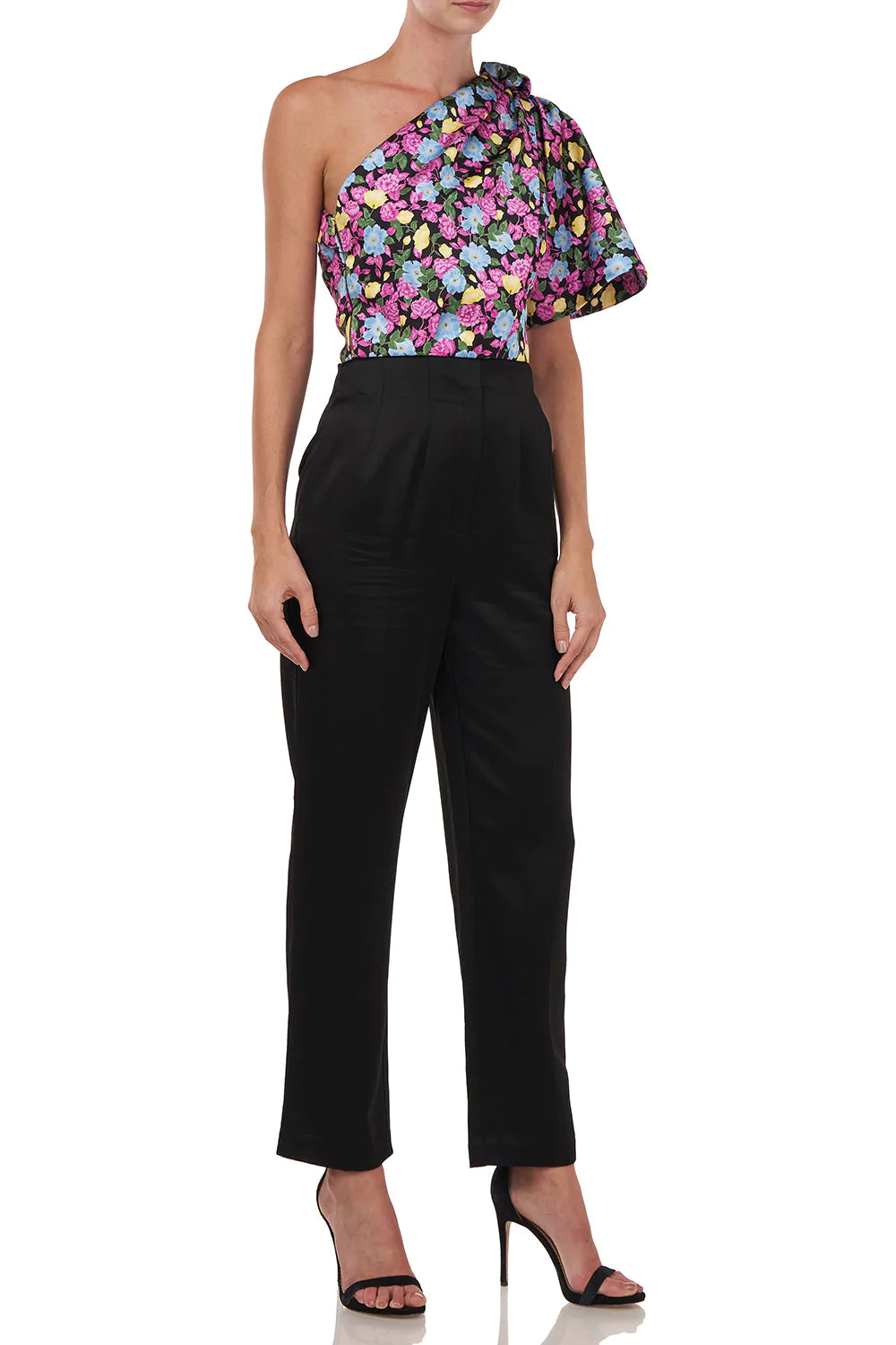 Anastasia Top in Black Anemone Floral