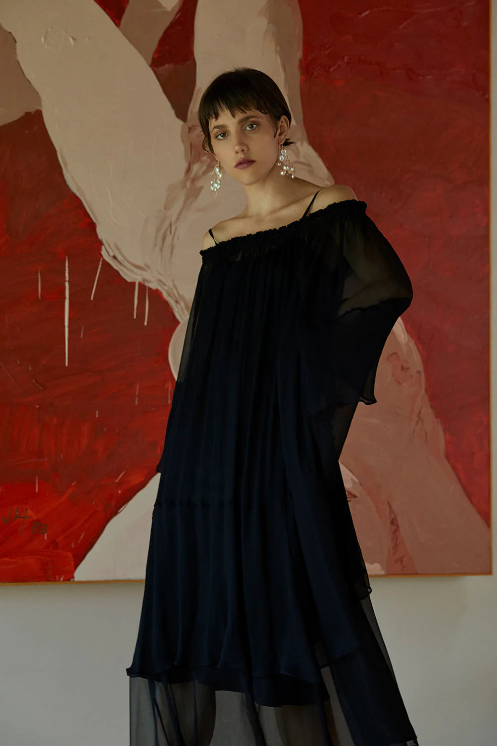 Cascade Dress in Black