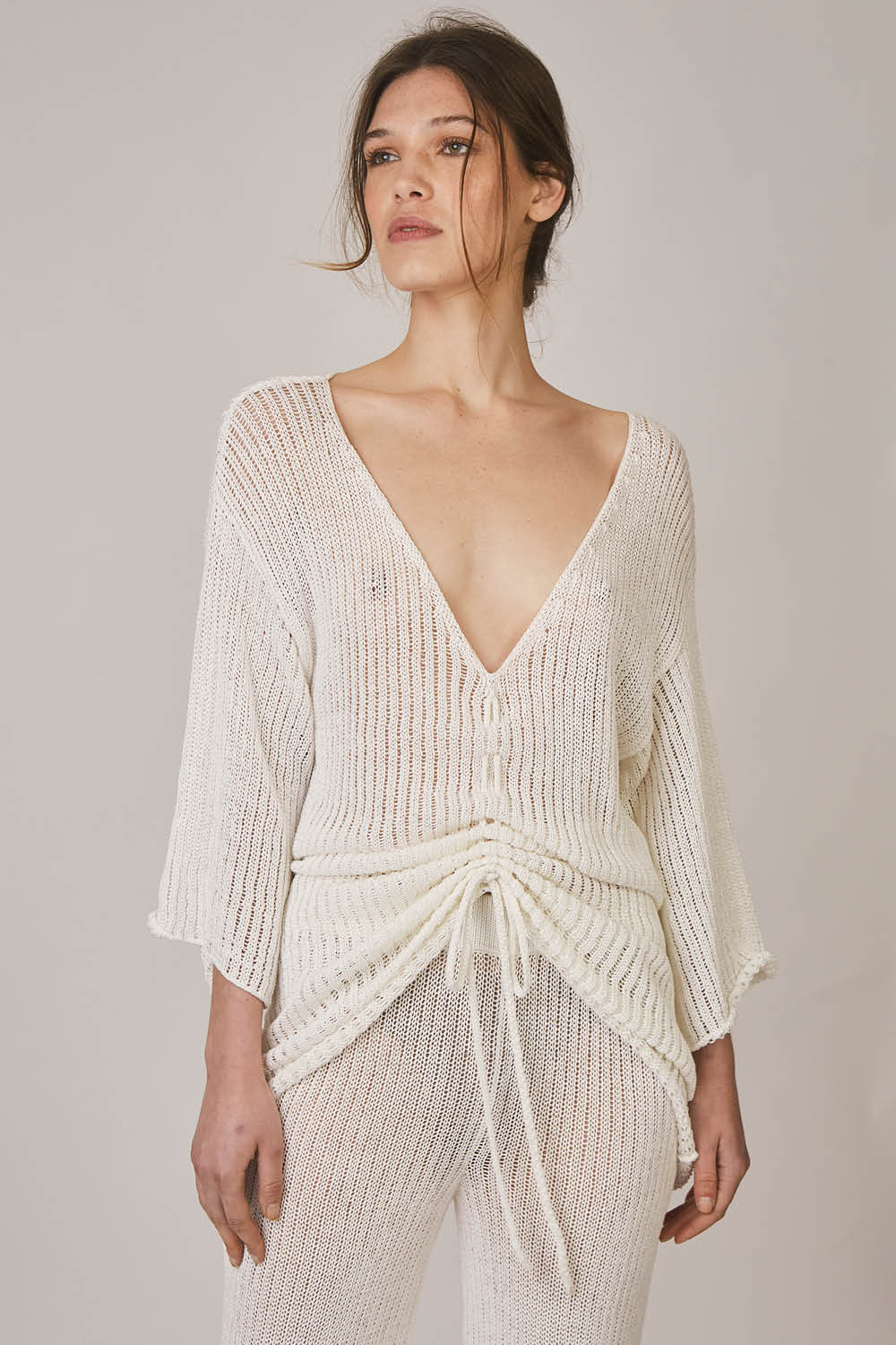 Caeli Adjustable Light Sweater Top in Ivory