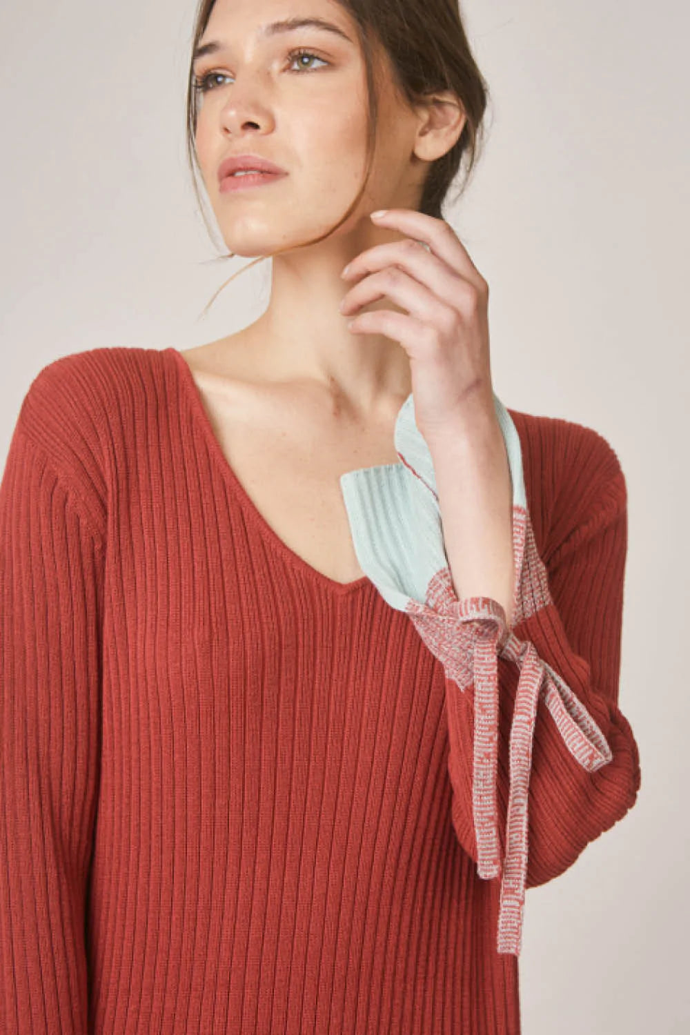Calendre Rib Midi Dress in Aqua Multi