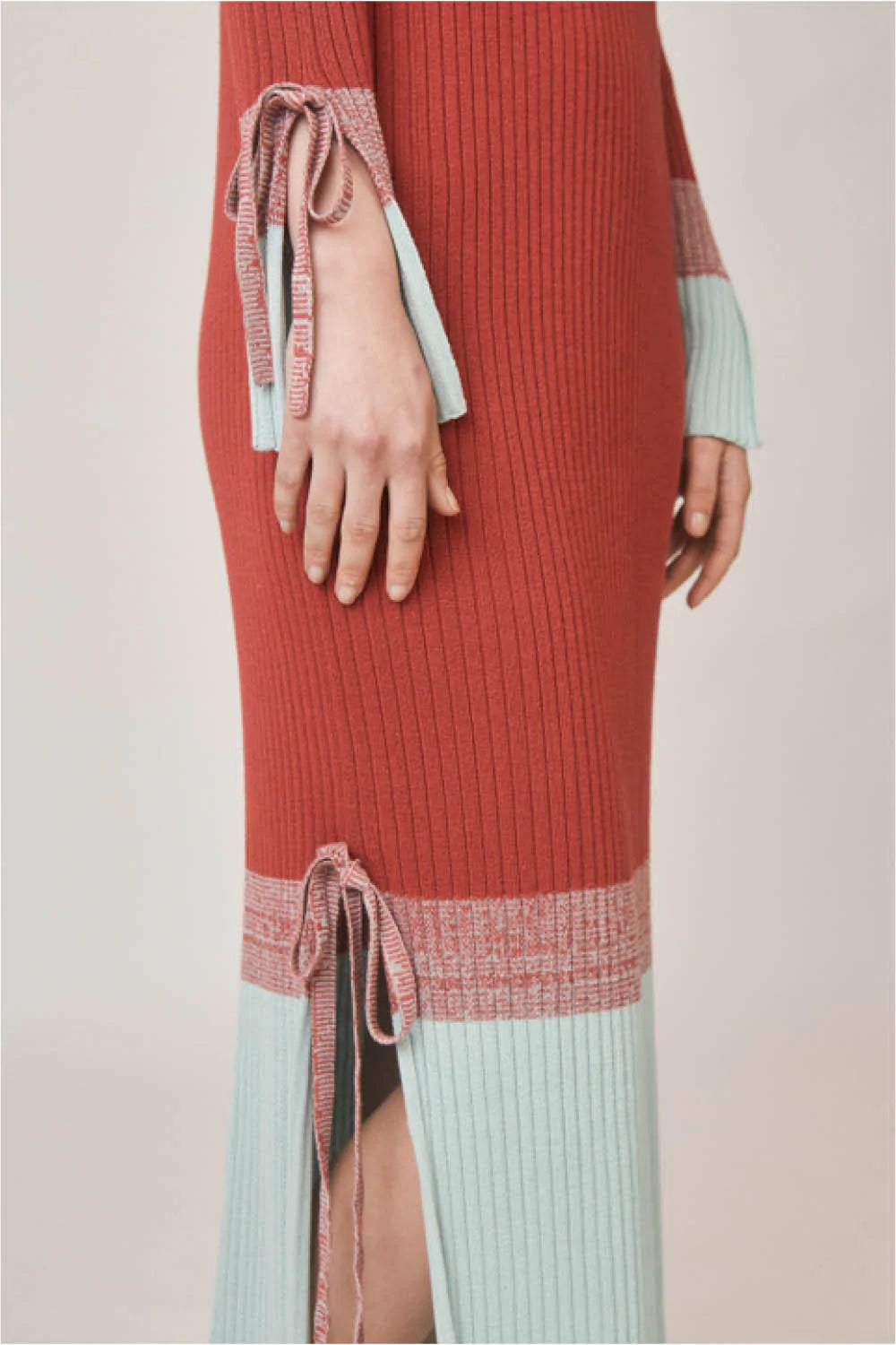 Calendre Rib Midi Dress in Aqua Multi