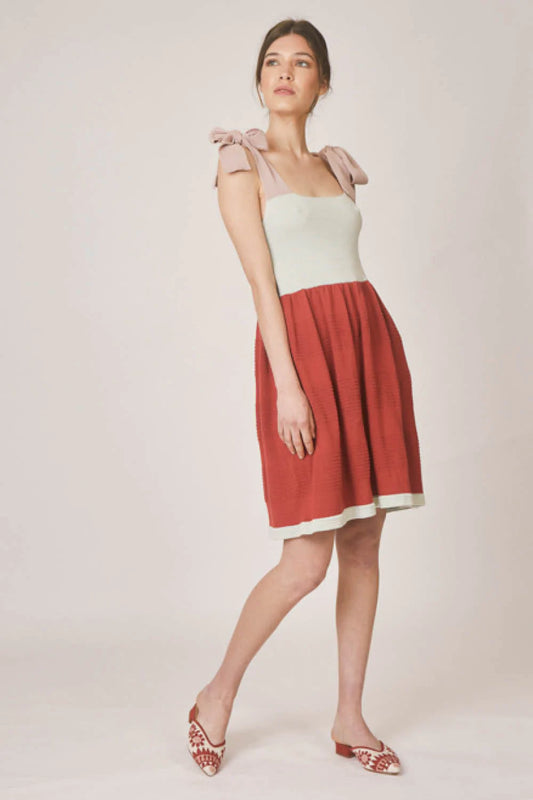Canace Rib Short Tie Dress in Aqua Multi