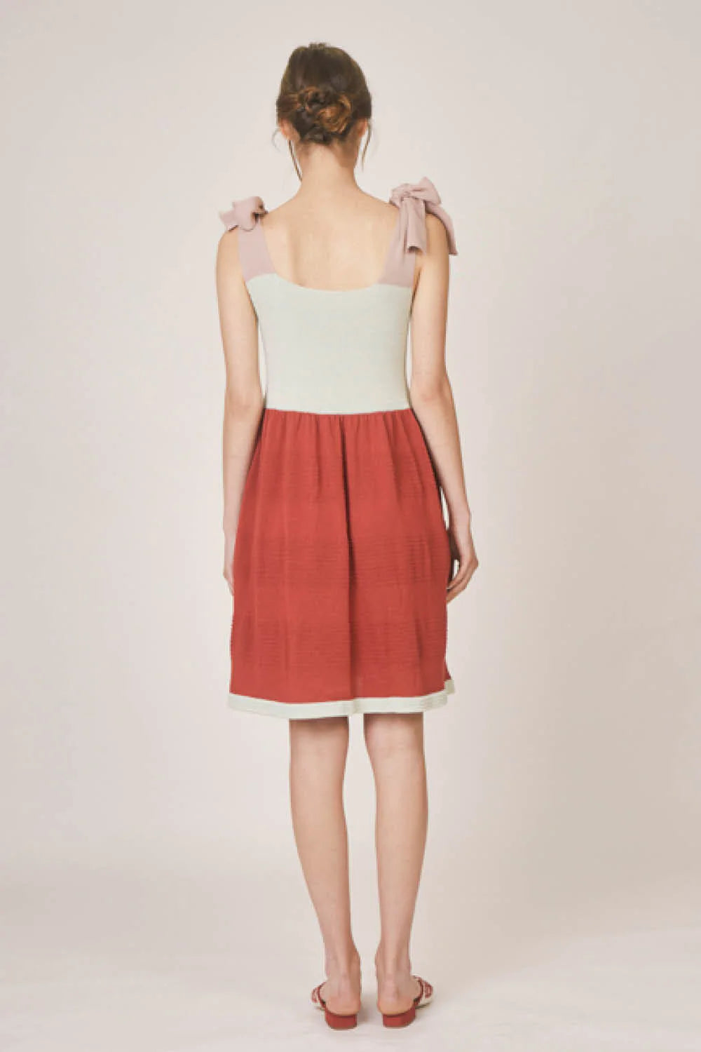 Canace Rib Short Tie Dress in Aqua Multi