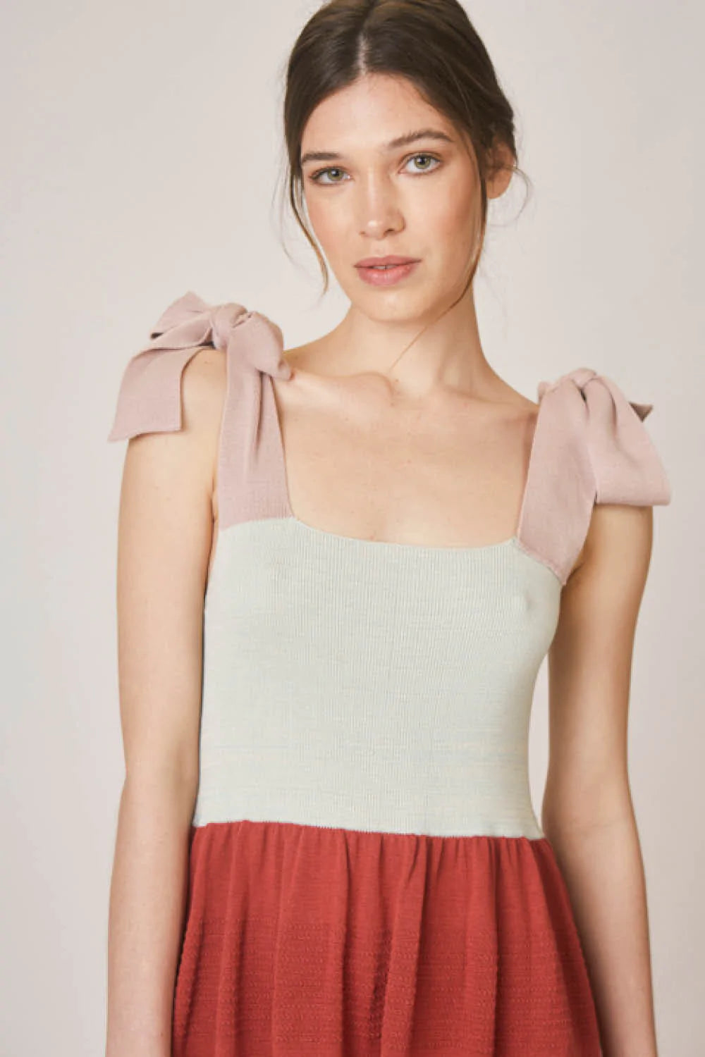 Canace Rib Short Tie Dress in Aqua Multi