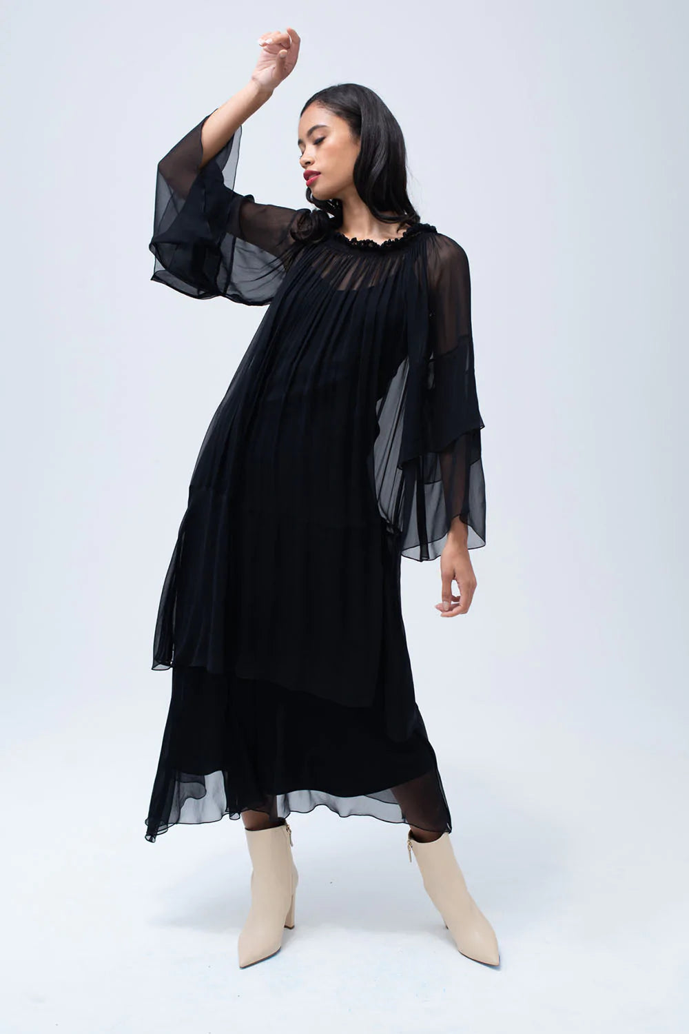 Cascade Dress in Black
