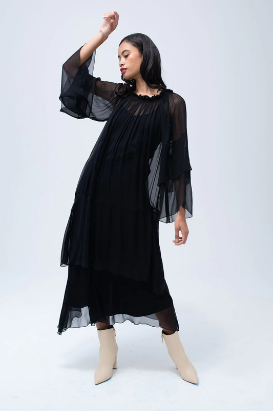 Cascade Dress in Black