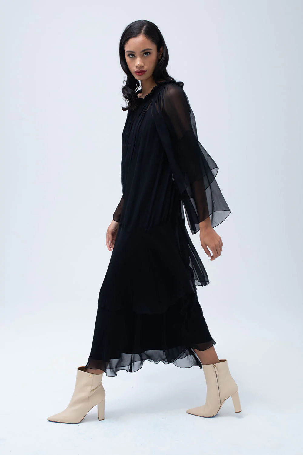 Cascade Dress in Black