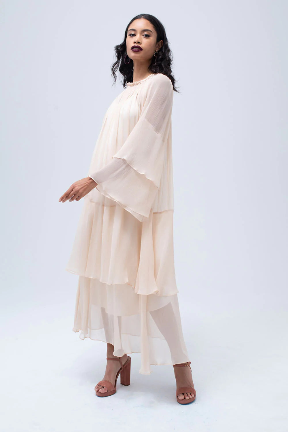 Cascade Dress in Blush