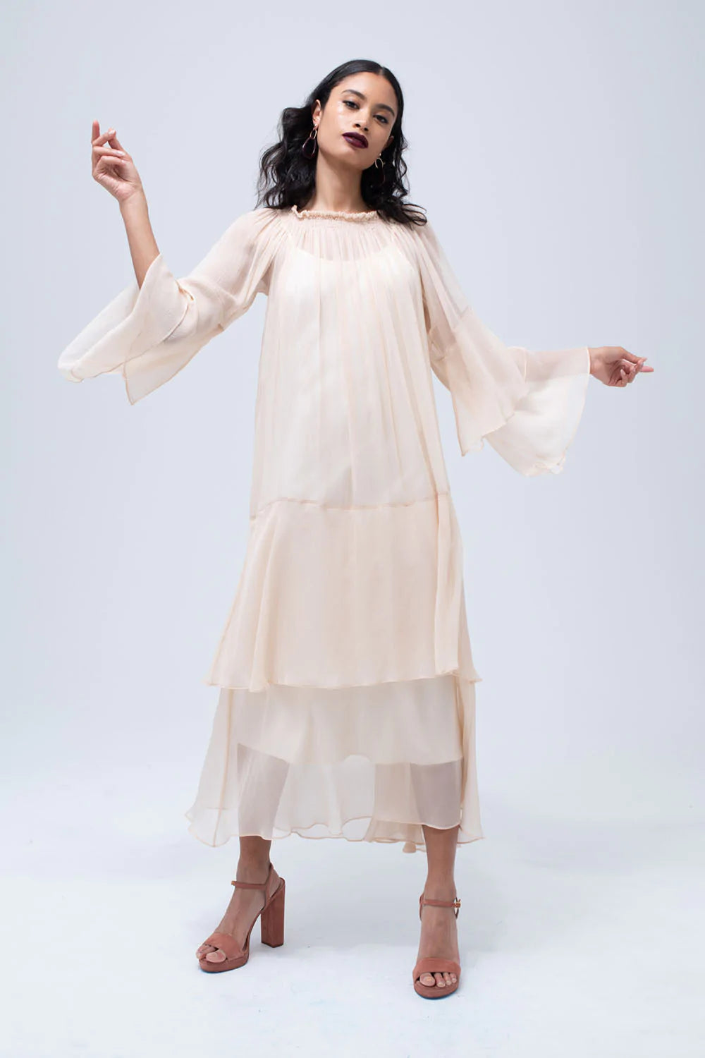 Cascade Dress in Blush