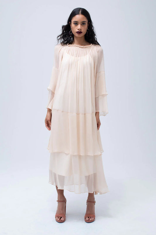 Cascade Dress in Blush