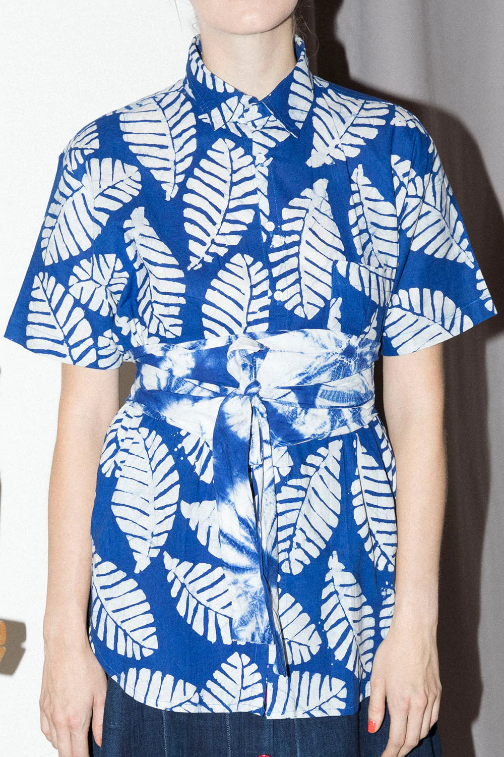 Andy Short Sleeve Shirt in Blue Leaf