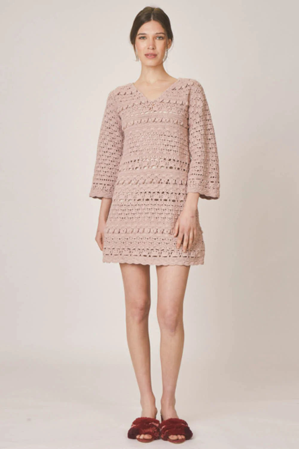 Amadora Crochet Tunic Dress in Lavender
